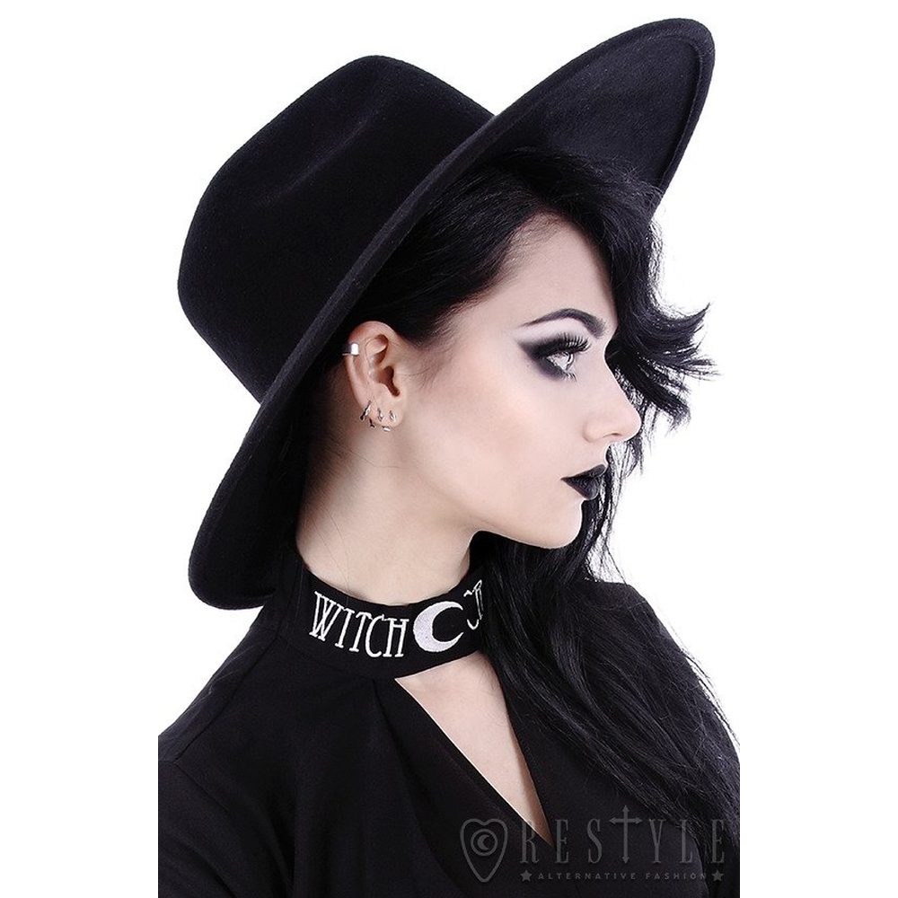 Restyle - Witch Fedora hoed - Wijde rand - Zwart